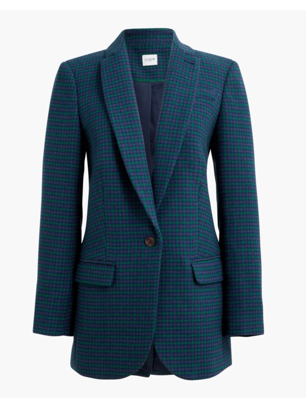 NWT J. Crew Size 8 Houndstooth Tailored Blazer in serene spruce antique